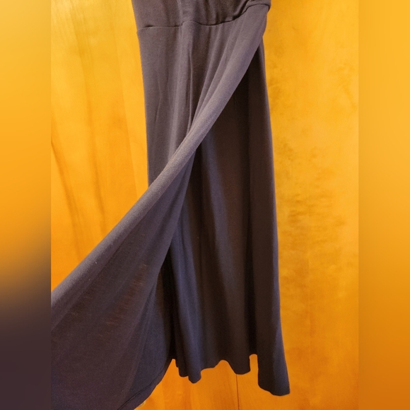 Dakini Sleeveless Jersey Knit Faux Wrap Dress Size S in Navy - Picture 4 of 7